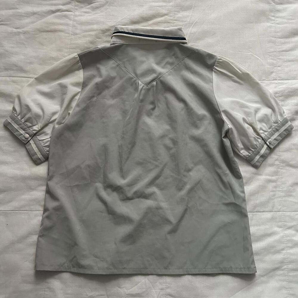 Axes Femme Poetique grey vest prestyled layered cream short sleeve blouse - Picture 5 of 8